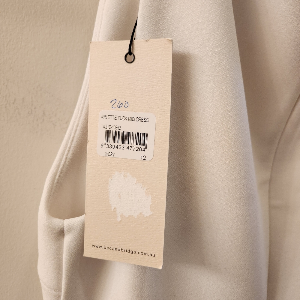 Bec + Bridge Arlette Tuck Midi Dress White Size 8 - Picture 8 of 12